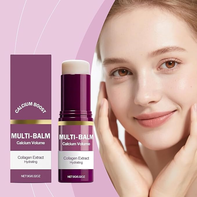 Calcium Multi Collagen Moisturizing Stick - Hydrating & Firming Balm for Eyes Lips Neck, Anti-Aging Face Balm, Skin Barrier Repair Cream, Vitamin E Enriched