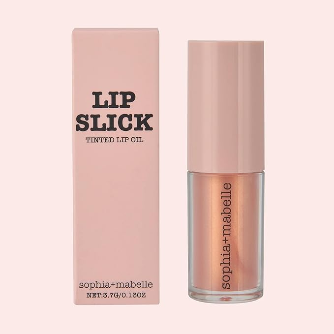 Sophia + Mabelle Hydrating Lip Oil – Lightweight, Non-Sticky & High-Shine Lip Gloss Oil – Moisturizing, Nourishing, Soothing Tinted Formula for Soft Lips – 3.7g (Jellyfish(Golden Champagne), 3.7g)
