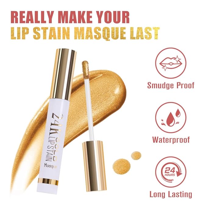 Mauve Liquid Matte Lip Liner Stain Peel Off with Tweezer, Long Lasting, Waterproof New Gold Matte Lipstick Lip Gloss Tattoo for Women, Smudge-proof Non-Stick Cup Lip Tint Makeup 04#