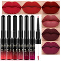 evpct 6Pcs Dark Red Mauve Purple Plum Matte Lip Stain Lip Liner and Lipstick Set Long Lasting Waterproof labiales matte mate larga duracion listip 24 hours a prueba de agua mate 24 horas originales