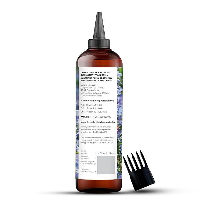 Majestic Pure 100% Pure Rosemary Oil For Hair Growth - Strengthening, Nourishing, Volumizing - Infused with Biotin Oil, Jojoba Oil & Castor Oil - Non GMO Verified - 6.7 Fl Oz