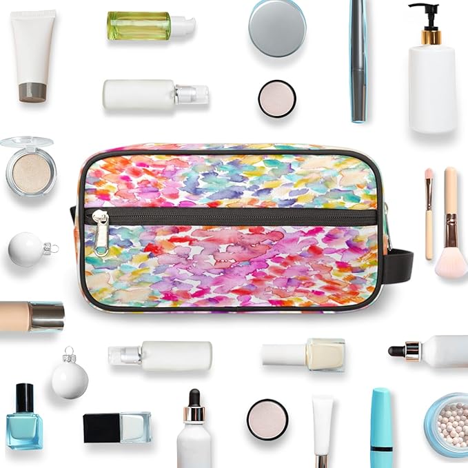 Abstract Art Rainbow Butterfly Travel Toiletry Bag for Women Men Lightweight Cosmetic Makeup Bag Organizer Waterproof Shaving Bag Dopp Kit with Large Capacity for Toiletries and Shaving Accessories