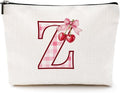 Initial Makeup Bag Monogram Cosmetic Bag Monogrammed Gifts for Women Girls Friends Coworker Teacher Personalized Travel Toiletry Bag Christmas Bridal Shower Wedding Bridesmaid Gifts, Cherry Z