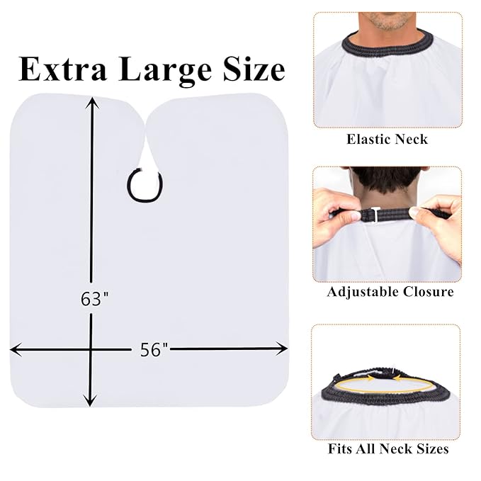 Professional Salon Hair Cutting Cape,56x63 inches Large Hairdresser Cape for Haircut,Coloring,Makeup,Styling and More,(White)