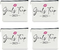 4 PCS Girls Trip Gifts Favors 2025 Girls Weekend Gifts for Women Bestie Gifts Friend Gifts Girls Trip Favors for Sister Females Friendship Holiday Vacation Makeup Bag Weekend Bags for Women