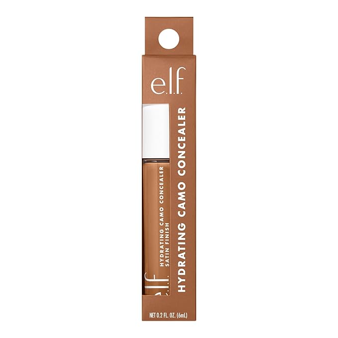 e.l.f. Hydrating Camo Concealer, Covers Blemishes & Under-Eye Circles, Full-Coverage & Delivers A Satin Finish, Vegan & Cruelty-Free, Deep Cinnamon