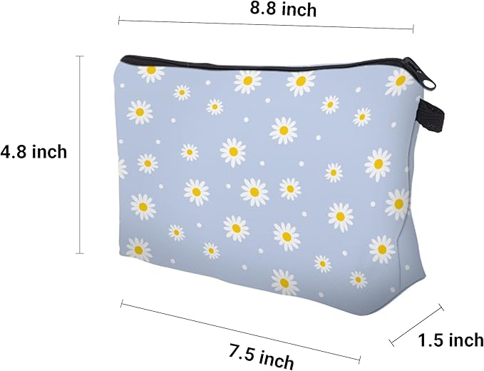 Cute Travel Makeup Bag Cosmetic Bag Small Pouch Gift for Women (Daisy)