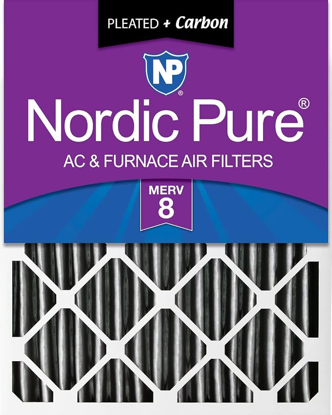 Nordic Pure 20x20x4 Pleated Plus Carbon Air Filters MERV 8 1 Pack by NordicPure
