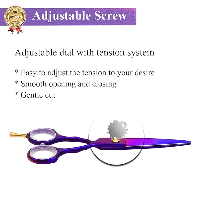 Purple Dragon 5.5 inch Hair Cutting Scissors Set with Razor, Leather Scissors Case, Barber Hair Cutting Shears Hair Thinning/Texturizing Shears for Professional Hairdresser or Home Use (Purple)