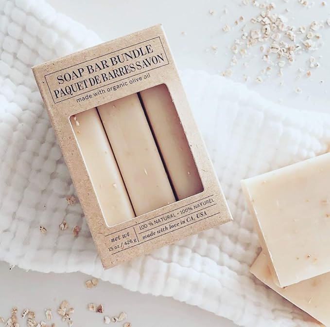 Olivia Care Exfoliating Bar Soap Pack by – 100% Natural & Organic - Infused with Shea Butter & Oats - Deep Clean, Refreshing, Moisturizing & Hydrating - Triple-Milled - X 5 OZ Oatmeal Shea Butter 3 Count (Pack of 3)