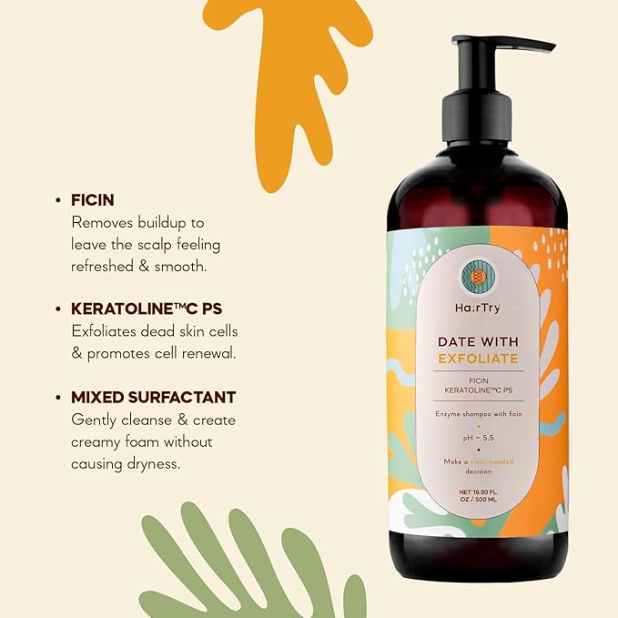 HairTry Date With Exfoliate – Multi-Function Enzymatic Exfoliating Shampoo with Ficin – For Deep Cleansing & Refreshing of the Scalp – Net 17.59 Fl. Oz/ 500 ml