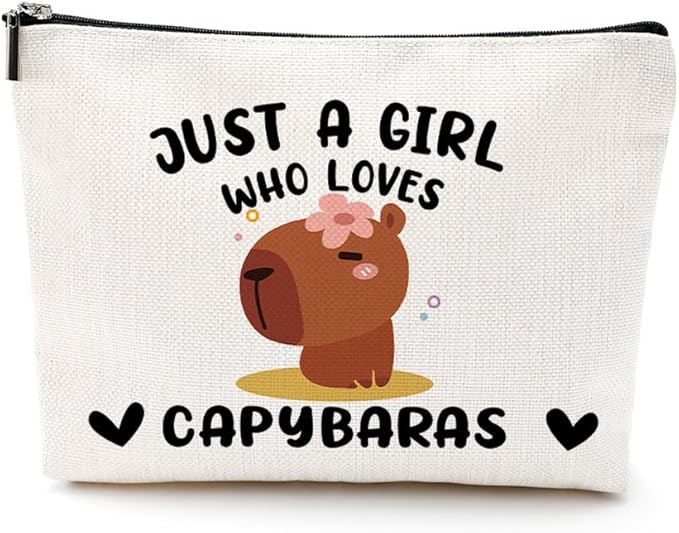 VICBOU Cute Capybaras Makeup Bag Capybara Gifts for Women Girls Capybara Stuff Merch Lover Funny Christmas Birthday Gifts for Teens Best Friend Daughter BFF Sister Who Loves Capybaras Cosmetic Bag