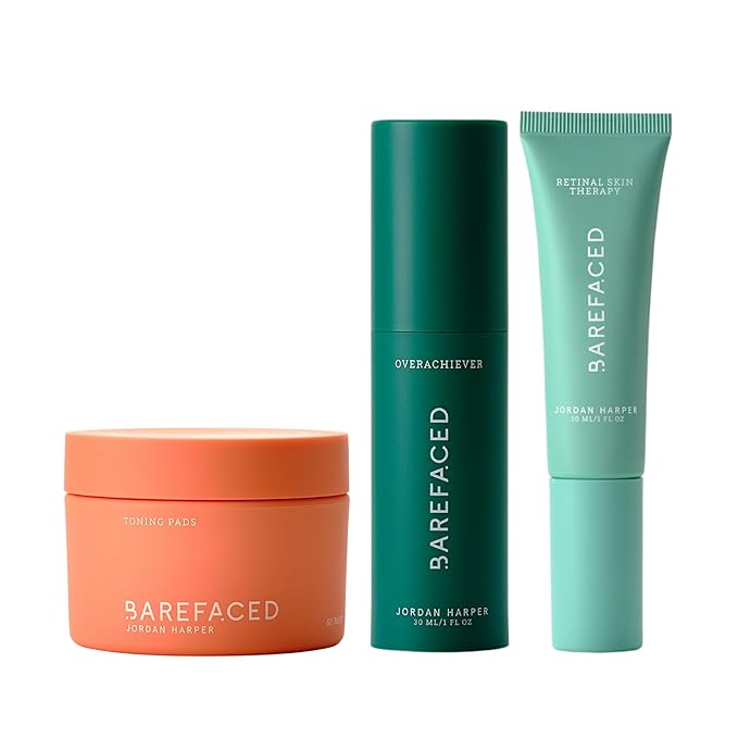 Barefaced Skin Renewal Trio - Toning Pads, Overachiever & RetinAL - Improve Skin Texture, Strengthen Skin Barrier, & Boost Retinoid Results