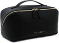 Travel Makeup Bag – Large Cosmetic Organizer with Waterproof PU Leather, Smooth Double Zipper & Tear-Resistant Lining, Toiletry Pouch for Women (Black)