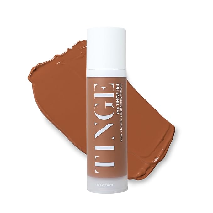 Tinge Tint Body Makeup, Water and Transfer Resistant Up to 48 Hours, Buildable Medium Coverage Body Foundation or Bronzer with Amino Acids, Tattoo Cover Up Makeup, 3.38 FL Oz - Deep Warm