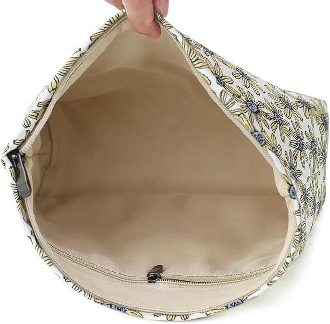 Floral Jacquard Makeup Bag - Large Capacity Cosmetic Pouch for Travel, Toiletry Organizer with Zipper, Perfect for Daily Use and Gifts, Purses for Women Clearance
