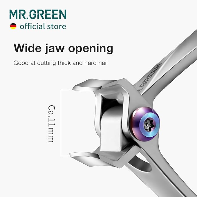 MR.GREEN Nail Clippers Wide Jaw Opening Stainless Steel Fingernail Clipper Thick Hard Toenail Cutter Manicure Scissors Tools (Nail Clipper (Medium))