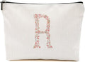 Initial Makeup Bag Floral R Personalized Cosmetic Bag Monogrammed Gifts for Women Girls Bride Bridesmaid Monogram Zipper Pouch for Teacher Appreciation Mothers Day Birthday Wedding Bridal Shower Gifts