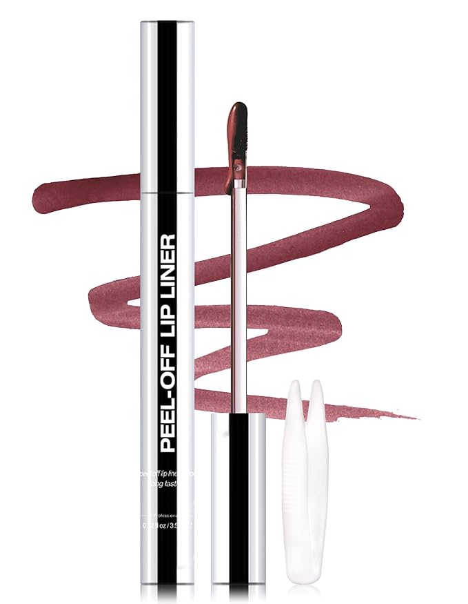 Erinde Peel Off Lip Liner Stain, Long Lasting Tattoo Lip Liner with Tweezer, Matte Finish Peel Off Lip Stain, Waterproof Transfer Proof Lip Stain Peel Off, Non-Stick Cup Nude Lipstain Lipliner, 03