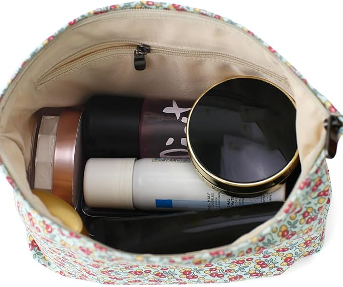 Large Capacity Cotton Printed Makeup Bag - Travel Cosmetic Pouch & Toiletry Organizer with Zipper, Perfect for Daily Use or as a Gift