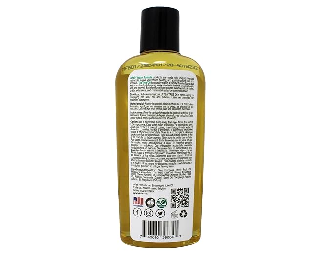 Tea Tree Oil Vegan Formula – Soothing Oil for Dry Scalp, Flaky Skin, Itchy Scalp & Nails – Fights Dandruff & Promotes Hydration – 3.4 fl oz