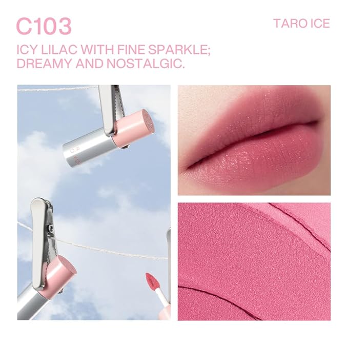 INTO YOU Airy Moisture Lipstick for Women, Long Lasting Matte Finish Lip Mud, High Pigment Color Lip Makeup, Hydrating Lightweight Mousse Texture for Women, C103 Taro Ice