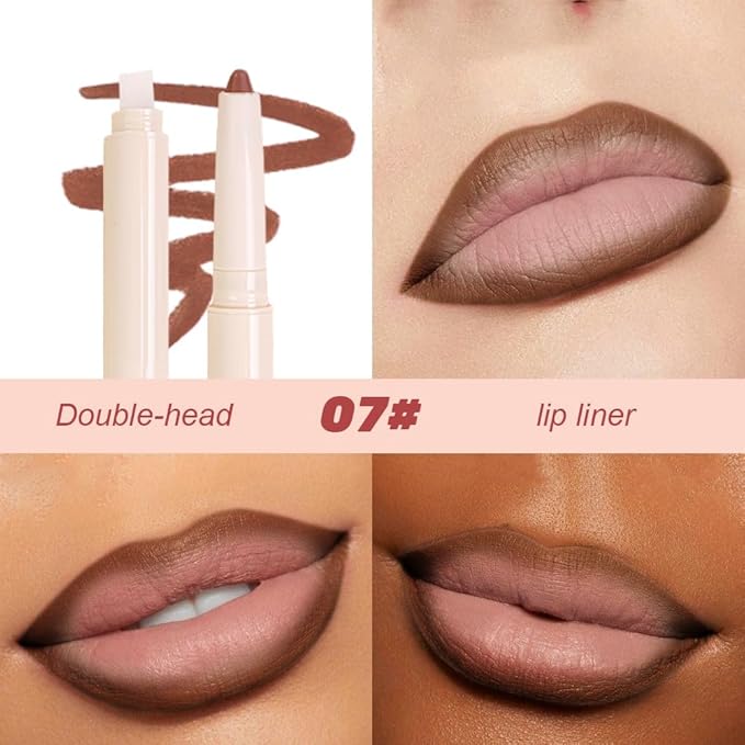 SUAKE Plump Matt Lipstick Lipliner Pencil Pack,Waterproof Crayon with Silicone Smudger for Define Contours & Sculpting Lip, Longwear Moisture Smooth Creamy Formula for Lip Makeup (07# Lean)