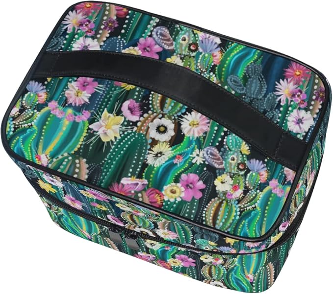 Makeup Bag, Watercolor Cactus Travel Makeup Organizer Bag Cosmetic Cases Toiletry Bags for Girl Women Ladies
