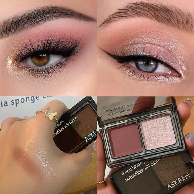 AMY'S DIARY 2 Color Mauve Rose matte +Champagne Pink Shimmer matte taupe Eyeshadow Palette – Rose Pink eye shadow for Eye Makeup, Long-Lasting & Highly Pigmented, Vegan & Cruelty-Free