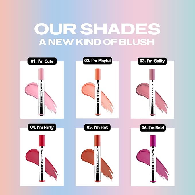 Sacheu Cheek STAY-N Liquid Blush for Cheeks — High Pigment, Buildable, Lightweight Cream Blush for Dewy & Radiant Flushed Cheeks — Long-lasting & Cruelty Free, I'm Bold