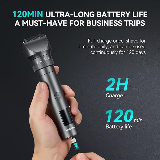 Beard Trimmer for Men - Professional 42 Adjustable Length Settings Hair Clippers, Body Hair Trimmer for Men Precision Shaving Facial Head Nose Trimmers LED Display IPX6 Waterproof Mustache Trimmers