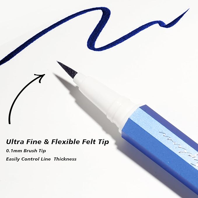 Liquid Eyeliner, Deep Blue Eyeliner Pen, Long Lasting Blue Eye Liner with Felt Tip, Precision Colored Eye Liner Pen, Water Removable, Easy to Use, Body Art Use (Midnight Wave)