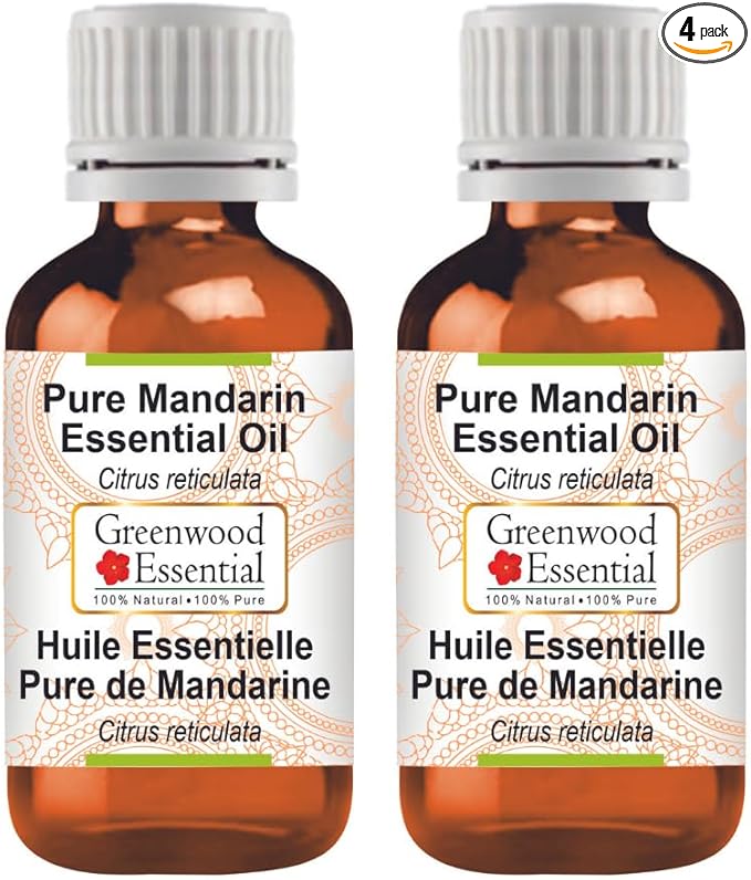 Greenwood Essential Pure Mandarin Essential Oil (Citrus reticulata) Steam Distilled (Pack of Two) 100ml X 2 (6.76 oz)