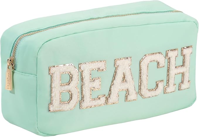 Travel Essentials Makeup Bag for Women Water-resistant Toiletry Organizer Nylon Cosmetic Pouch Preppy Stuff