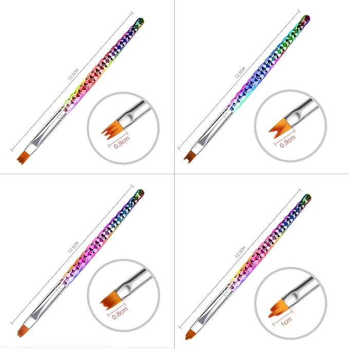 Wokoto 8 Pc Ombre Nail Brush Set - Acrylic & Gel Nail Art Kit with Gradient Painting & Flower Drawing Brushes