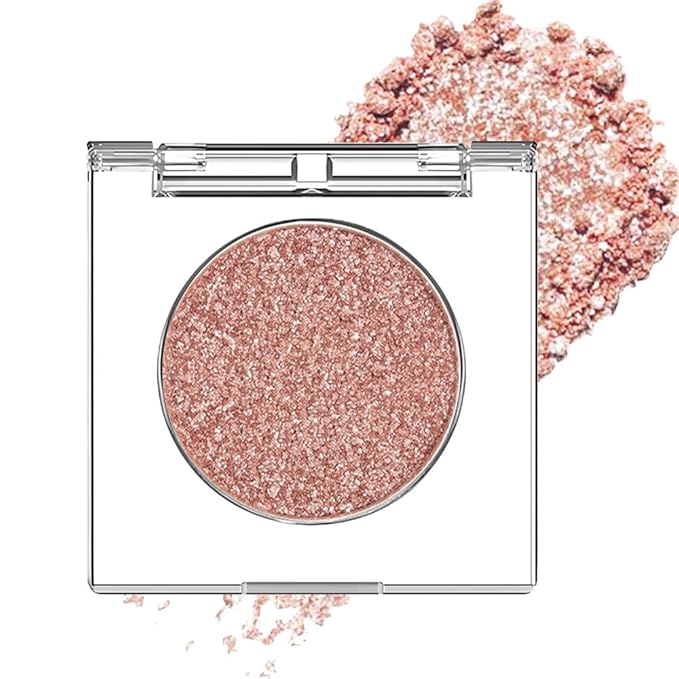 Champagne Rose Gold Monochrome Shimmer Eyeshadow Palette Makeup,Long Lasting Naturing-Looking Lightweight Glitter Single Eyeshadow,Neutral Powde Eye Shadow for Older Women
