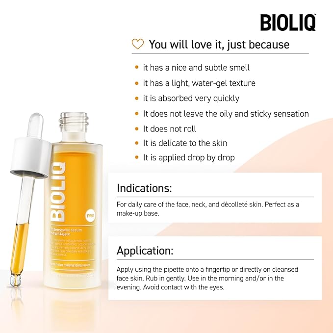 Bioliq - PRO Intensive Moisturizing Serum - Hydrating Face with Water-Boosting Technology and Hyaluronic Acid for Radiant, Moisturized Skin - 30ml