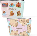2 Pcs Cute Capybara Makeup Bag, Large Capacity Travel Makeup Case Cosmetic Bags for Women, Portable Pouch Purse Travel Essentials Toiletries Accessories, Christmas Birthday Gifts for Women