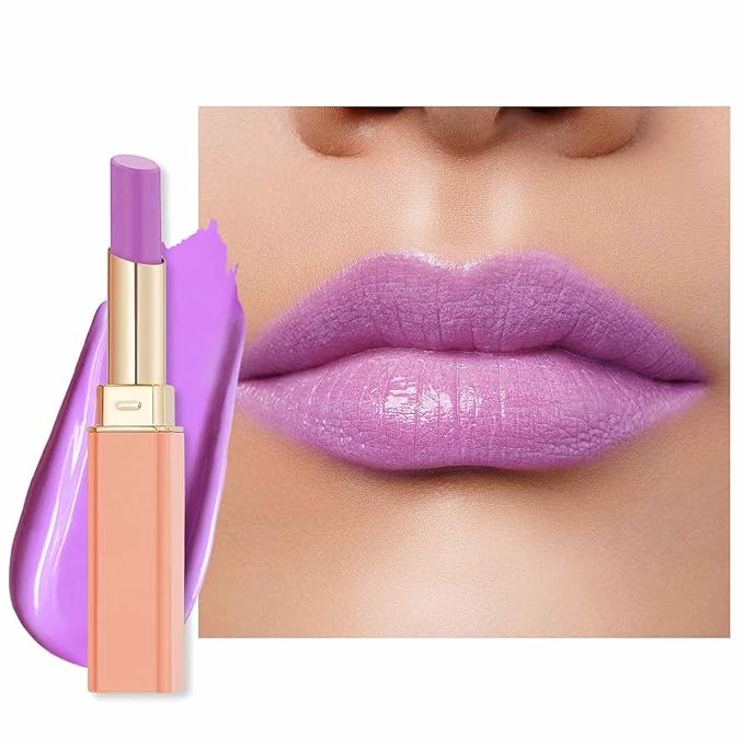 Oulac Pinky Purple Lipstick - Moisturizing Lip Stick Glossy Tinted Lip Balm, Sheer Shine Juicy Finish, Lightweight and Hydrating Formula for Dry Lip Care, Vegan 2.2g/0.07oz (10)