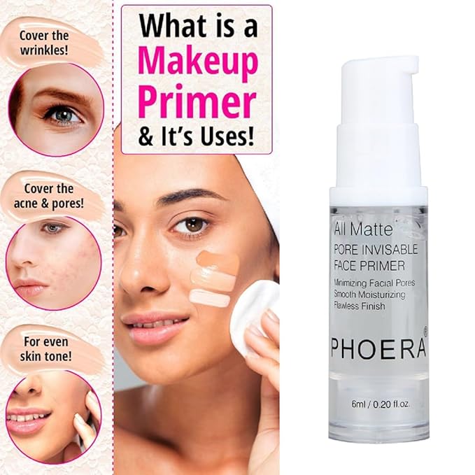 2 Pack PHOERA Primer for Face Makeup, Pore Shrink Wrinkles Remove Fine Lines Hydration Clean Prime.6 ML*2