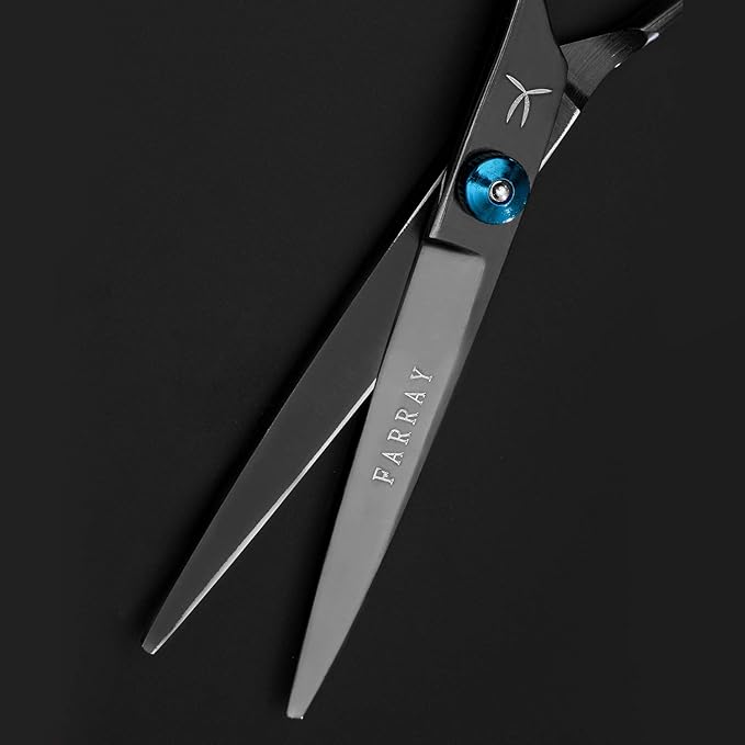 FARRAY 6.5" Professional Hair Cutting Scissors - Japanese Stainless Steel Barber Shears for Salon, Home, All Ages - Ergonomic Handle & Sharp Blades (Black)