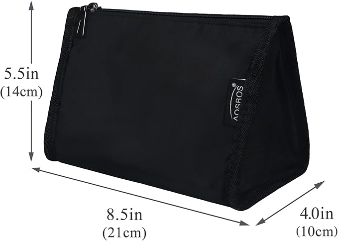 Aosbos Premium Small Makeup Bag, Compact Cosmetic Pouch, Travel-Size Make UP Case for Women, Black