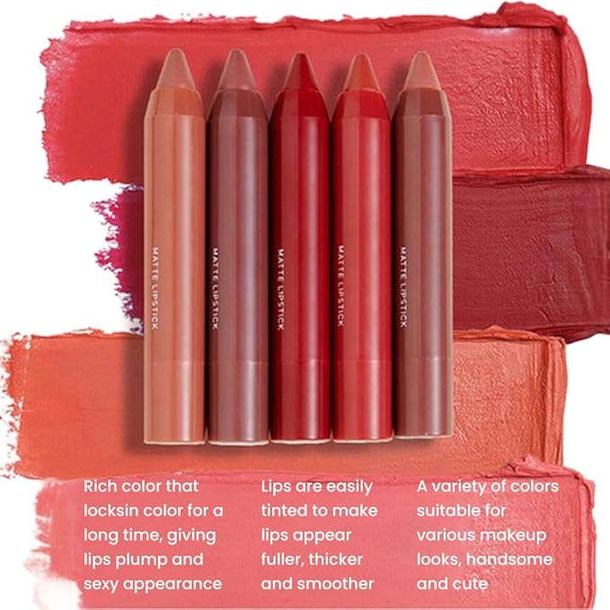 BINGBRUSH Crayon Matte Longwear Lipstick Pack Set,Moisture Smooth Color Stick Ultimate Lip Crayon for Makeup Collection - Waterproof Velvet Lipgloss (3pcs 08#&09#&10#, 3 Count (Pack of 1))