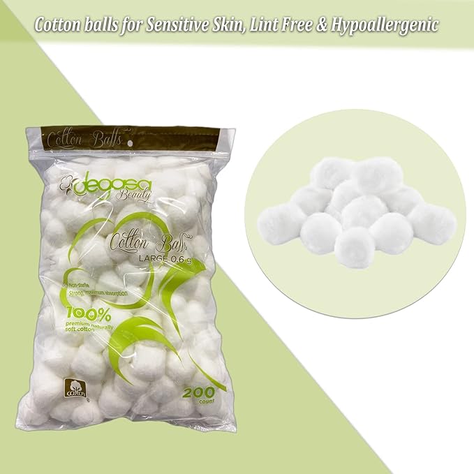 Jumbo Cotton Balls for Facial Treatments, Nails and Make-Up Removal, Applying Tonics & Cleansers, Multi-Purpose Soft Natural Cotton Balls (Jumbo 70 Count)