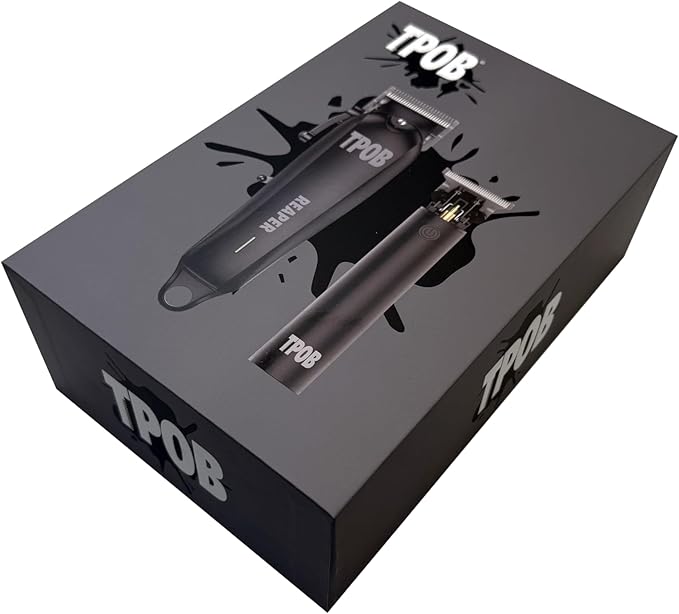 TPOB Slime 2 Ghost Black Clipper Trimmer Set Barber Hair Clippers for Men 6800 RPM with Rubber Case (Black)