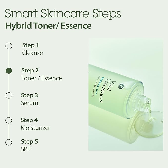 Blithe Korean Skin Care Products 6 Leaves Clear Essence for Rosacea & Redness Relief, BHA Toner Cooling Moisturizer for Face, Blackhead Treatment, Evening Primrose Wintergreen Green Tea 1.83 Oz