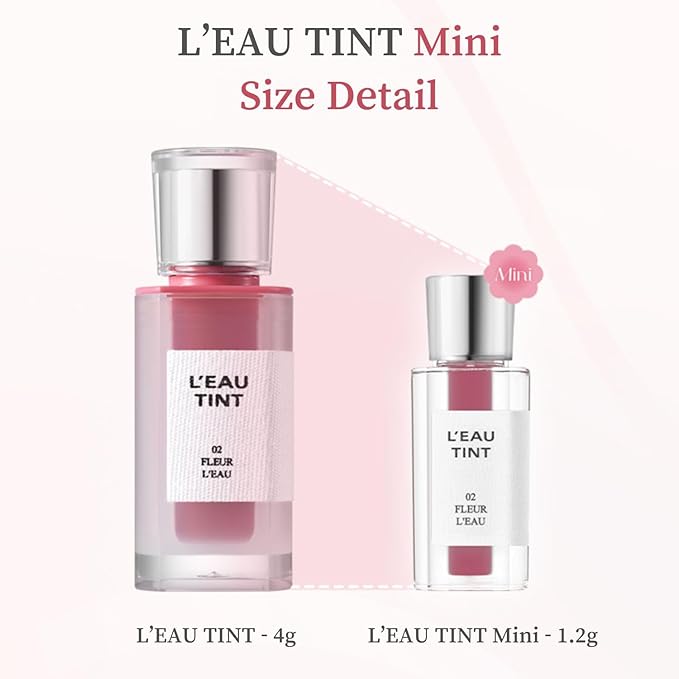 BBIA L’EAU Tint – Glossy & Glow Lip Stain, Watery Lip Tint, Non-Sticky, High Shine Finish, Long-lasting, Moisturizing, Lightweight, Natural, Daily Use, Vegan, Korean Makeup (01 GARDENIA L'EAU - MINI)