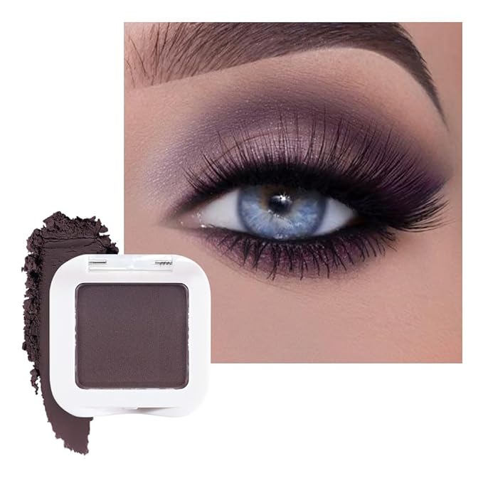 Matte Singe Eye Shadow Palette Makeup, Matte Smokey Plum Monochrome Eyeshadow For Old Women, Mini Singe Pressed Pigmented Waterproof Sombras Para Ojos, Vegan, Talc,Paraben & Cruelty Free, 15