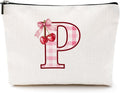 Initial Makeup Bag Monogram Cosmetic Bag Monogrammed Gifts for Women Girls Friends Coworker Mom Personalized Travel Toiletry Bag Christmas Bridal Shower Wedding Bridesmaid Gifts, Cherry P
