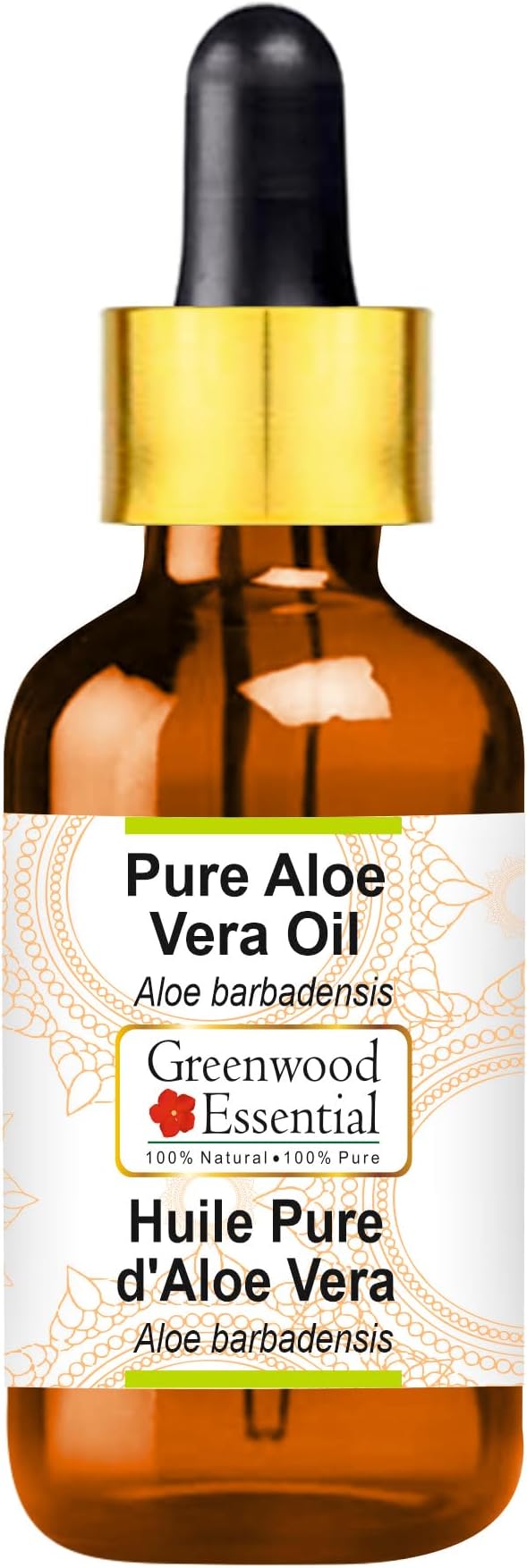 Greenwood Essential Aloe Vera Oil (Aloe barbadensis) with Glass Dropper | Infused | Pure | Non-Sticky | Lightweight | Hydrating Texture | For Skin & Hair | Men & Women | 50ml (1.69 oz)